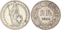 Suisse 2 Francs - Helvetia - 1944 - B Berne - Argent