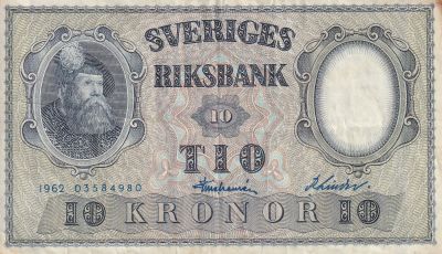 Banknote Sweden 10 Kronor - King Gustaf Vasa - 1962 - P.43i