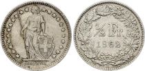 Switzerland 1/2 Franc Helvetia - 1962 - B Bern - Silver