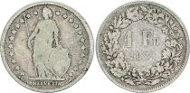 Switzerland 1 Franc Helvetia - 1877 - B Bern - Silver