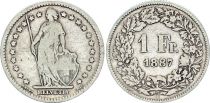 Switzerland 1 Franc Helvetia - 1887 - B Bern - Silver