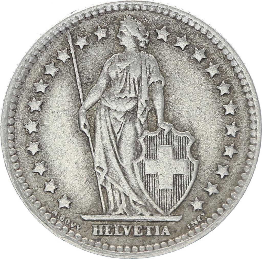 Coin Switzerland 1 Franc Helvetia - 1940 B Bern