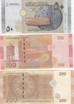 Syrian Arab Republic Series of 3 banknotes - 50, 100 and 200 pounds - 2022