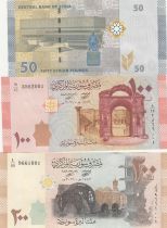 Syrian Arab Republic Series of 3 banknotes - 50, 100 and 200 pounds - 2022