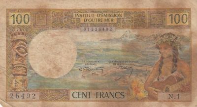 Tahiti 100 francs - Tahitian - 1969 - Serial N.1