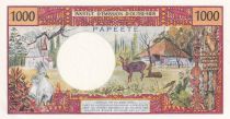 Tahiti 1000 Francs Tahitian woman - Hut in palm trees - 1971 - E.2 - PUNC - P.27a