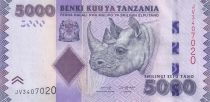 Tanzania 5000 Schillingi Rhinoceros - Mining - 2020 - Serial JV