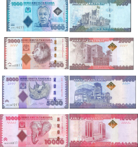 Tanzania Set of 4 banknotes 1000, 2000, 5000, 10.000 Schillingi - 2019/2020