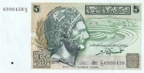 Tunisia 5 Dinars - Hannibal - Carthaginians ships - Serial C.12 - 1993 - P.86