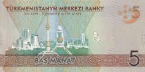 Turkmenistan 5 Manat - Soltan Sanjar Türkmen - Bitaraplyk Binasy - 2012 - UNC - P.30