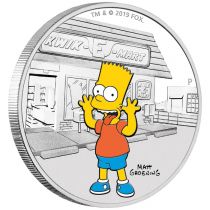 Tuvalu Bart Simpson - 1 Once Argent Couleur TUVALU 2019