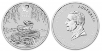 United Kingdom 1 Ounce Silver Snake Lunar III 2025 - 1 Dollar  Charles III - Silver