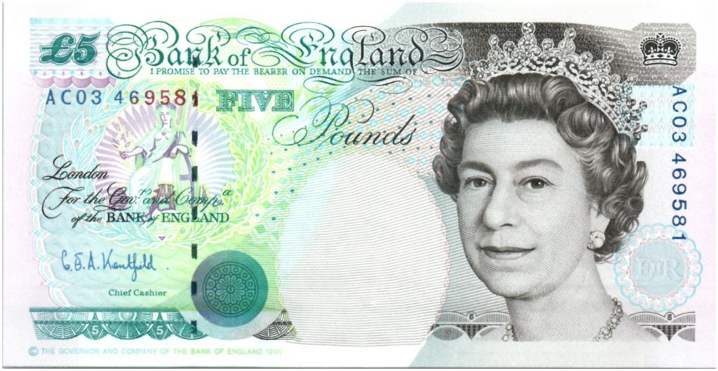 Banknote United Kingdom 5 Pounds Elisabeth Ii J Stephenson 1990 1998 Unc P 3
