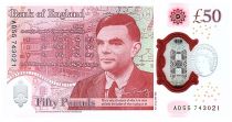 United Kingdom 50 Pounds Elisabeth II - Allan Turing - 2020 (2021) - UNC