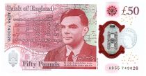 United Kingdom 50 Pounds Elisabeth II - Allan Turing - 2020 (2021) - UNC