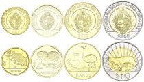 Uruguay 1,2,5,10 Pesos - Set of 4 Coins - 2015-2024 - AU