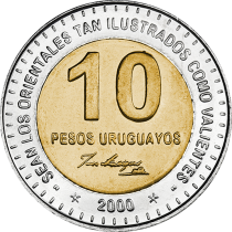 Uruguay 10 Pesos 2000 Uruguay - Bimétallique