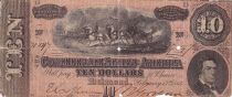 USA 10 Dollars Confederate States - 1864 - Serial 70047