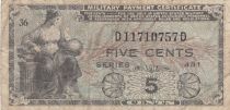 USA 5 cents - Billet militaire - Series 481 - Numéro 36 - 1951