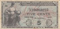 USA 5 cents - Billet militaire - Series 481 - Numéro 66 - 1951