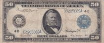 USA 50 Dollars - Ulysses Grant - 4-D Cleveland - 1913- Serial D3205069A