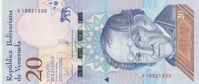 Banknote Venezuela 20 Bolivares Simon Rodriguez - Jaguar - 2018