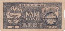 Viet Nam 5 Dong - Ho Chi Minh - Stamp on the back - ND (1948)