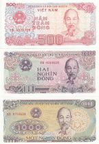 Viet Nam Set of 3 banknotes  -  Ho Chi Minh - 1987-1991