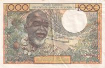 West AFrican States 1000 Francs - Man, woman - ND (1966) - Letter A (Ivory Coast) - Serial W.60 A