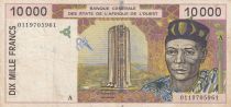 West AFrican States 10000 Francs BCEAO - building - Bridge 2001 - A  Cote d\'Ivoire