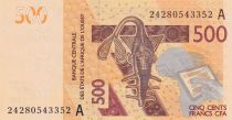 West AFrican States 500 Francs Mask - Hippopotamus - 2024 A Ivory Coast