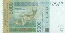 West AFrican States 5000 Francs - Catfish - Banana trees - Specimen - 2003 - A (Ivory Coast) - P.117A